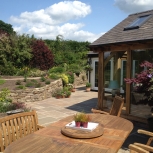 Indian stone paving and dry stone wall