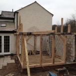 Oak frame being fitted